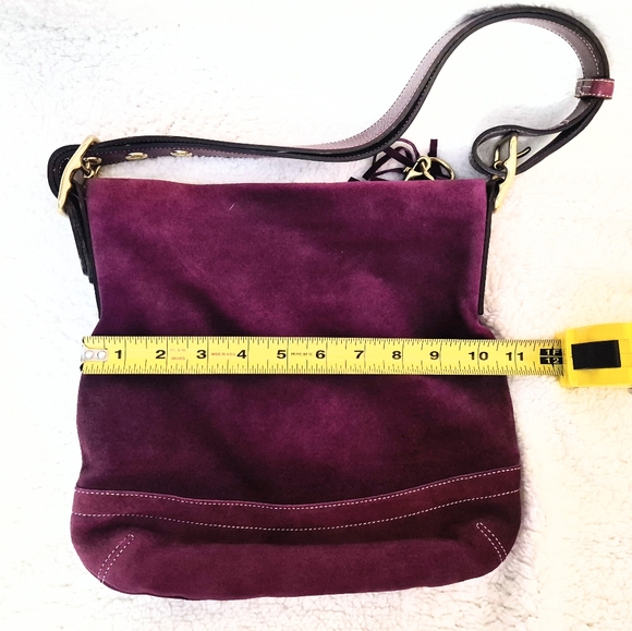 COACH: Grape Soft Suede Duffle Purse - Picture 4 of 11